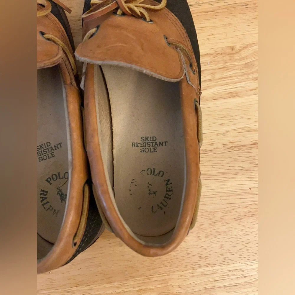 Vintage- Polo by Ralph Lauren Tan Leather and Dark Brown Suede Boat Duck Shoes